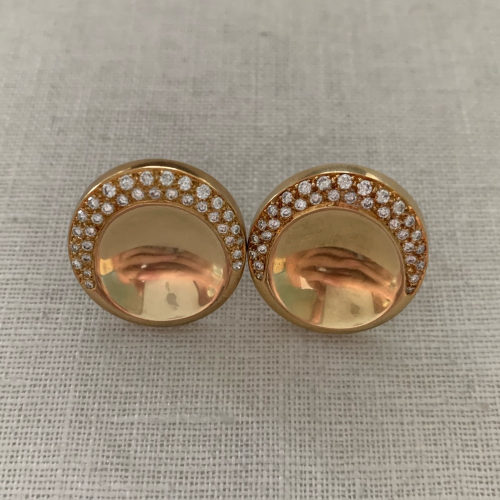 Movado 18k Gold Diamond Dot Earrings
